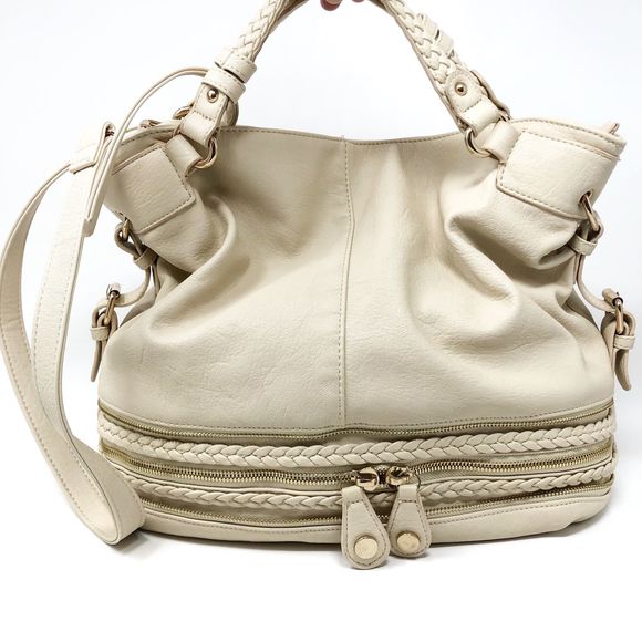 Urban Expressions Handbags - Urban Expressions Vegan Leather Cream Hobo Bag